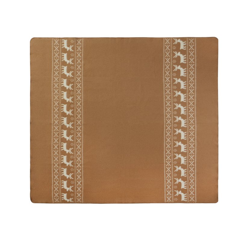 Merino wool bed blanket REINDEER - beige