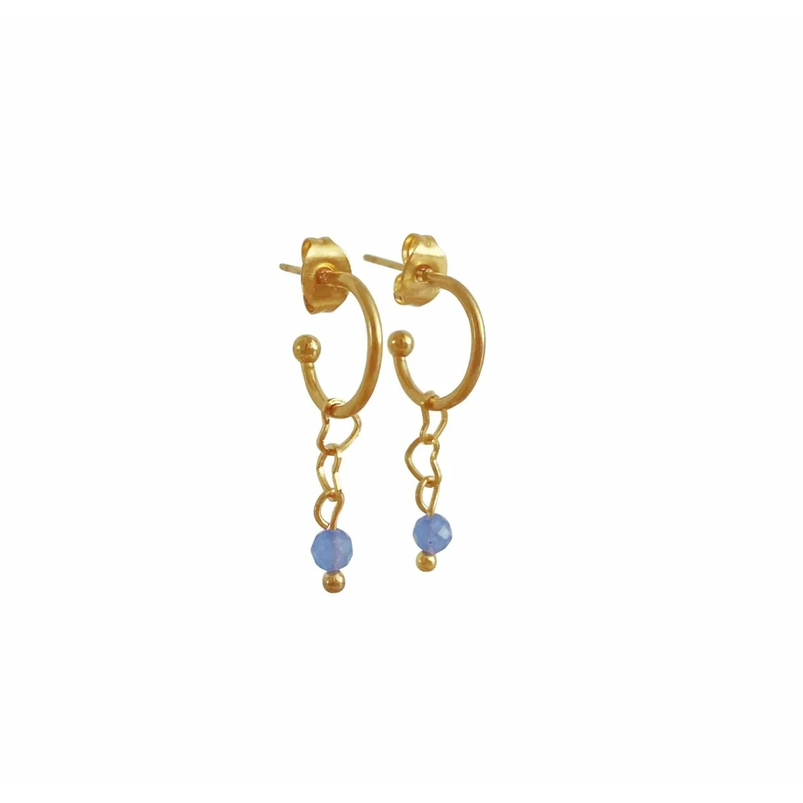 Earrings Hearts & Blue Aventurine - Gold