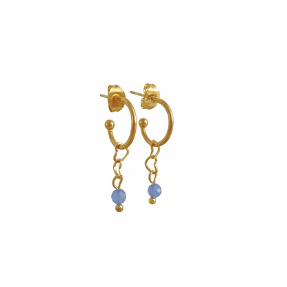 Earrings Hearts & Blue Aventurine - Gold