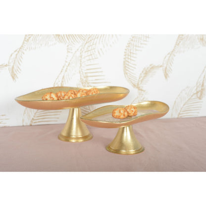 Cake dish golden on foot small model 27.5x14.5x10cm