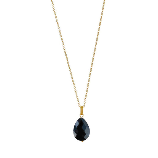 Gold Faceted Black Agate Necklace