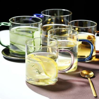 SET 6 MUG COLORED HANDLES 420ML