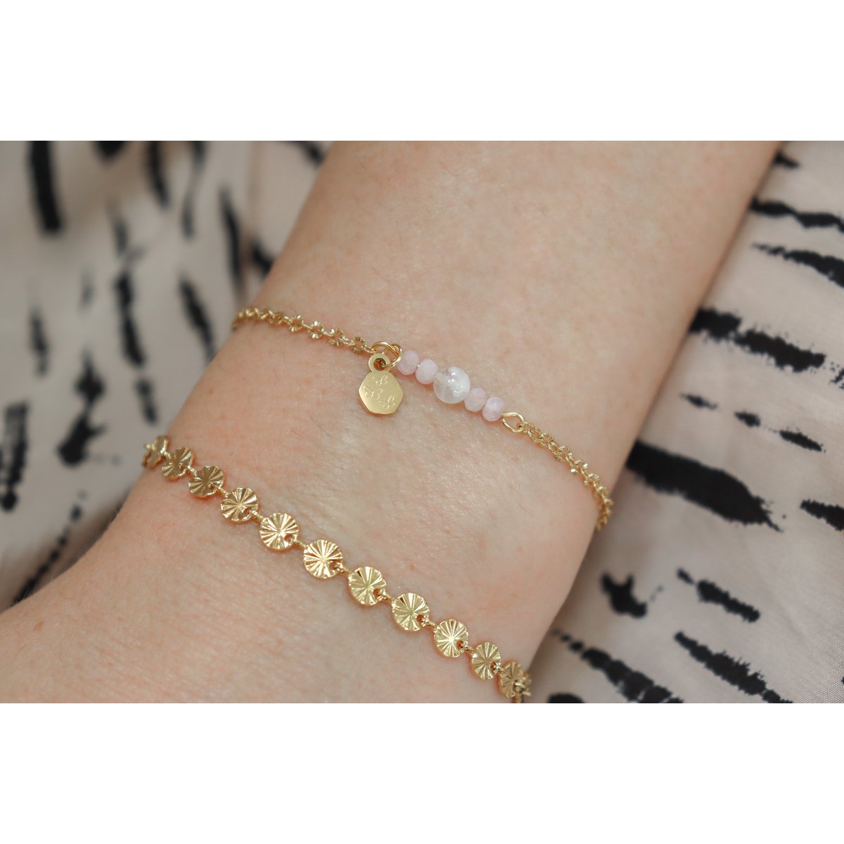 Kunzite, Moonstone & Butterflies Bracelet - Gold