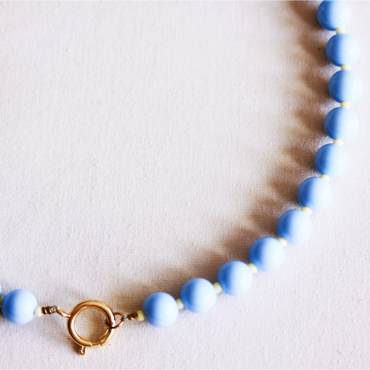 Beaded necklace with Miyuki beads - light blue/yellow