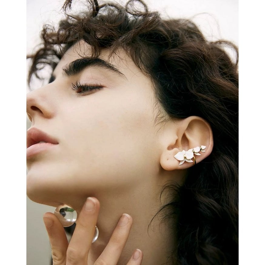 White Orchids Flower Ear Cuff-One Piece-For Left Ear