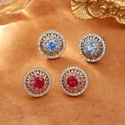 Vintage Style Halo Crystal Stud Earrings