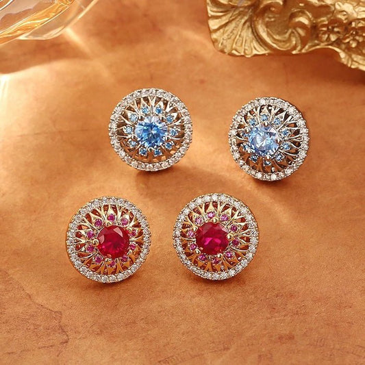Vintage Style Halo Crystal Stud Earrings