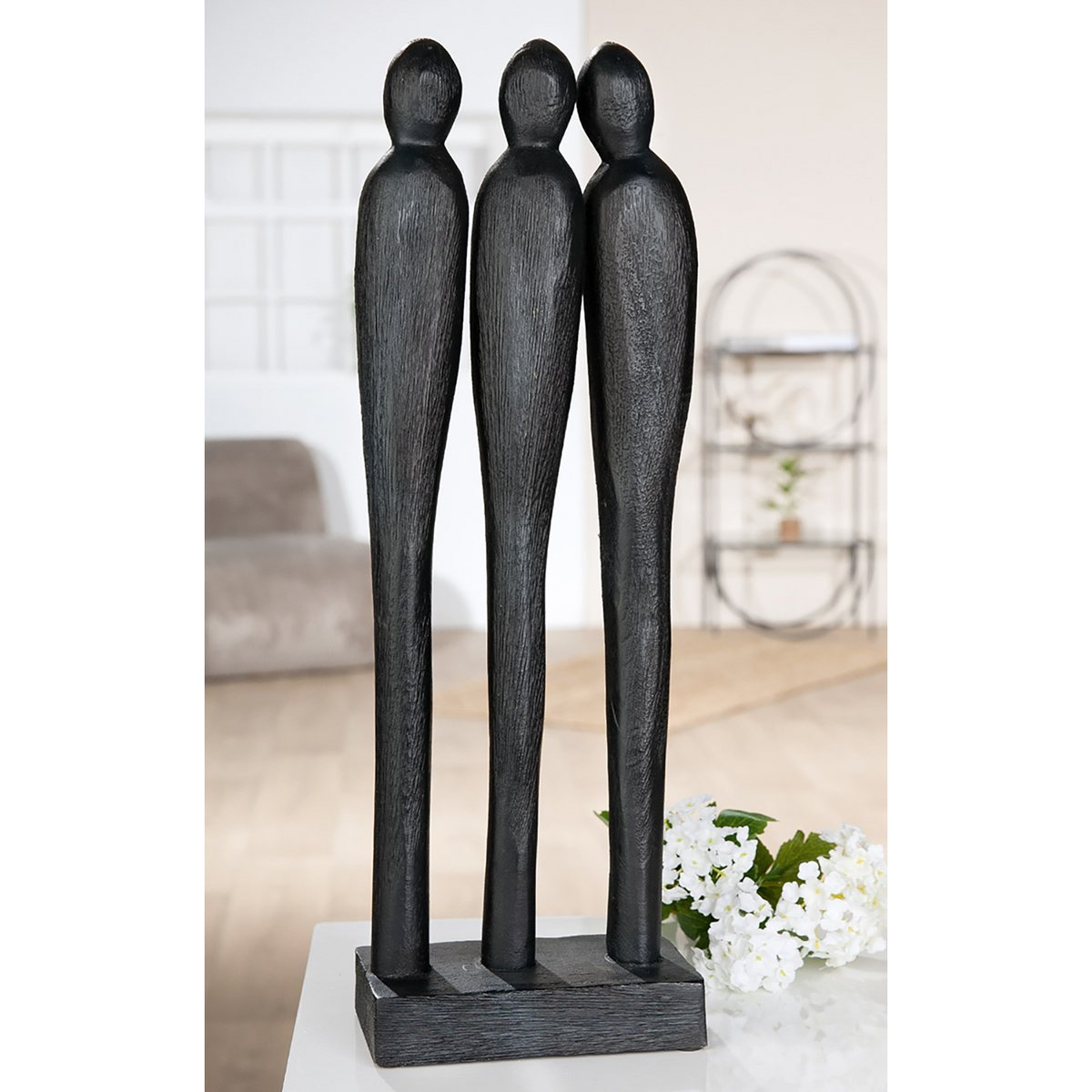 Sculpture 3 people, black H.46 cm