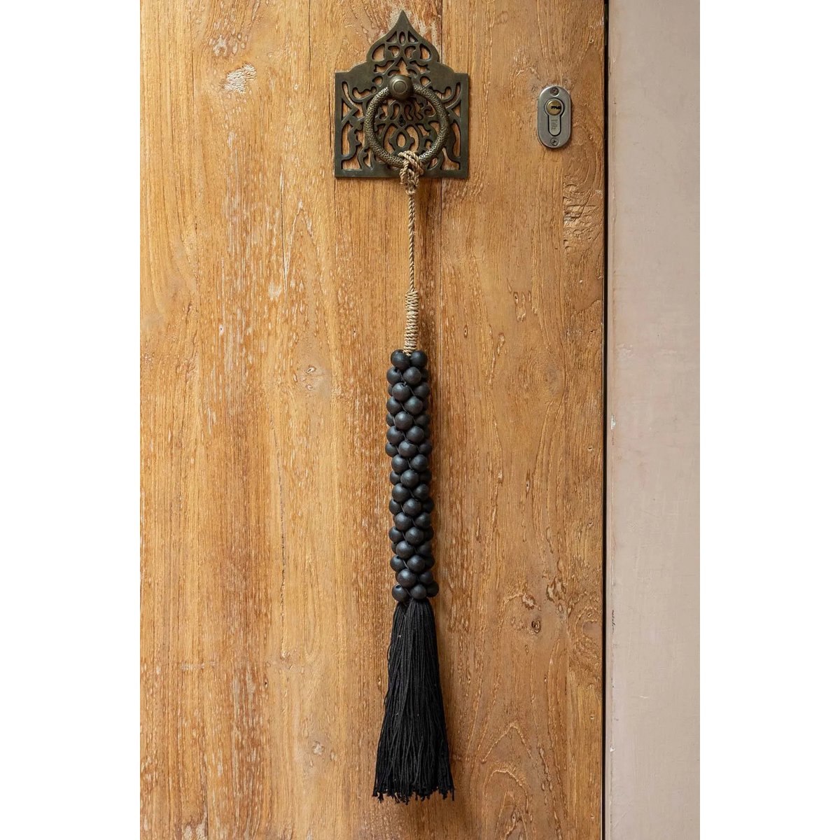 The Wooden Beads with Cotton Tassel - Black
