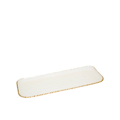 Rectangular gold edge glass tray 27x13x2cm