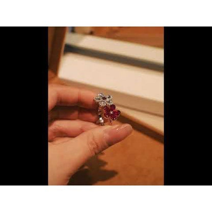 Ruby Plum Blossom Cocktail Ring
