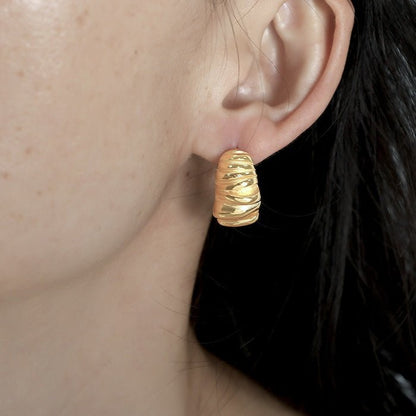 Croissant Look Folded Surface Earrings