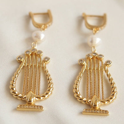 Elegant Greek Harp-Inspired Earrings