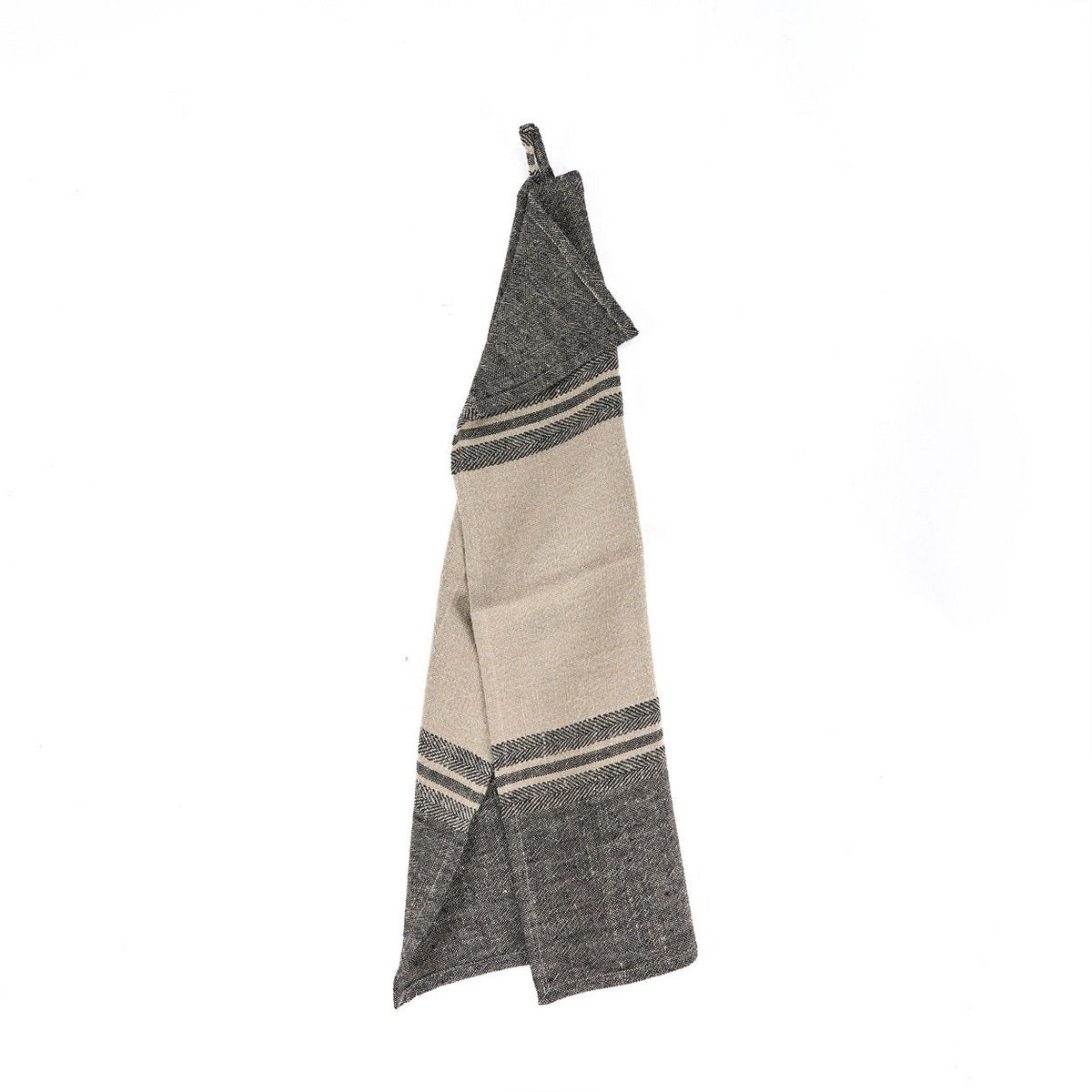The Linen Dash Kitchen Towel - Natural Black - 50x70