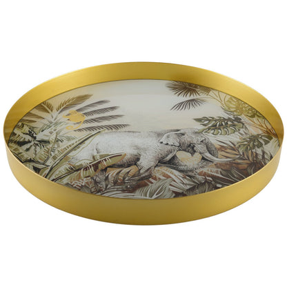 ROUND GOLDEN TRAY ELEPHANT KENYA