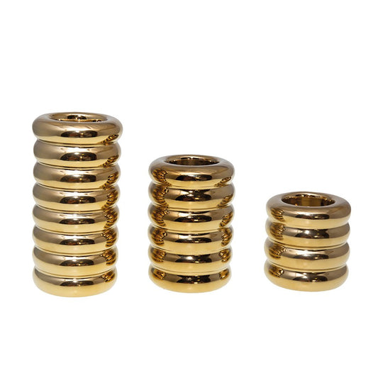 Golden ceramic candlesticks - Lot of 3