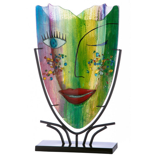 Glasart oval design vase Face "Amour"