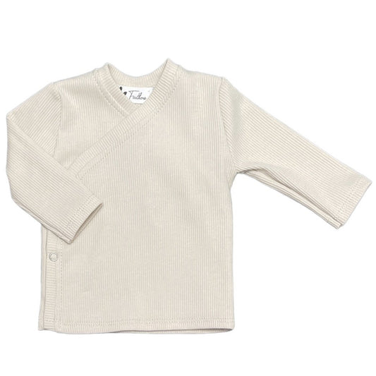 Wrapover shirt rib jersey natural beige