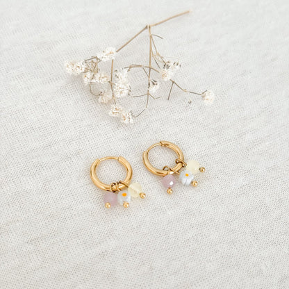 Jade & Bloemetje Oorringen - Gold