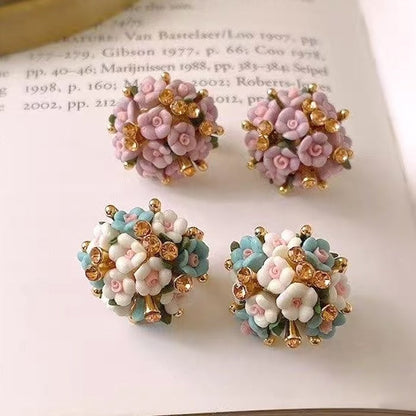 Blooming Rose Bouquet Ceramic Earrings