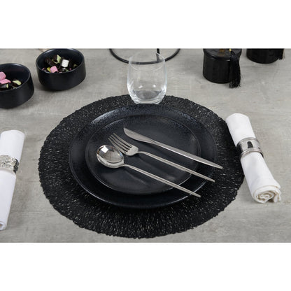 BLACK FLAT PLATE WITH ECLAT 27CM