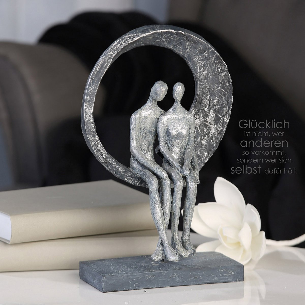 Poly sculpture "Love Place" antique silver