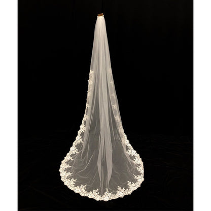 Cathedral Length Bridal Veil-Lace Edging-Iron it before use