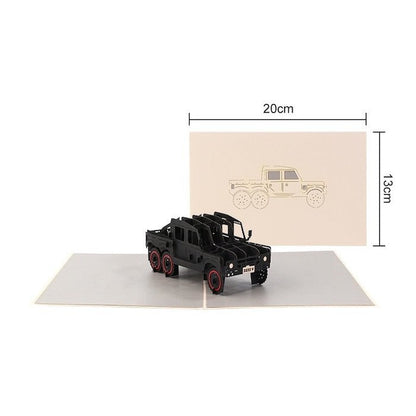 3D Card for Him for Dad - Jeep and Motorbike Design