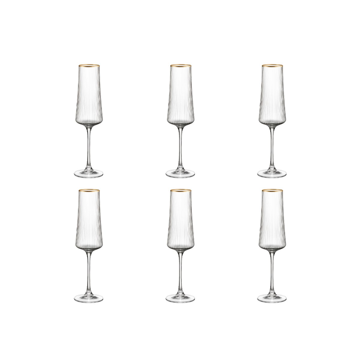 Champagne flutes gilded edge 210ml - Lot of 6