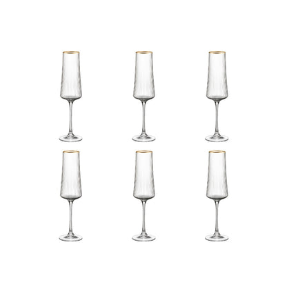 Champagne flutes gilded edge 210ml - Lot of 6