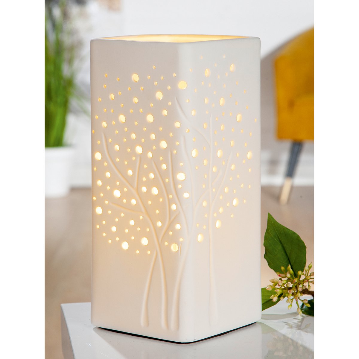 Porcelain lamp cuboid tree group