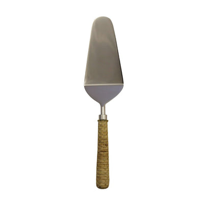 Beige pie shovel with wicker handle