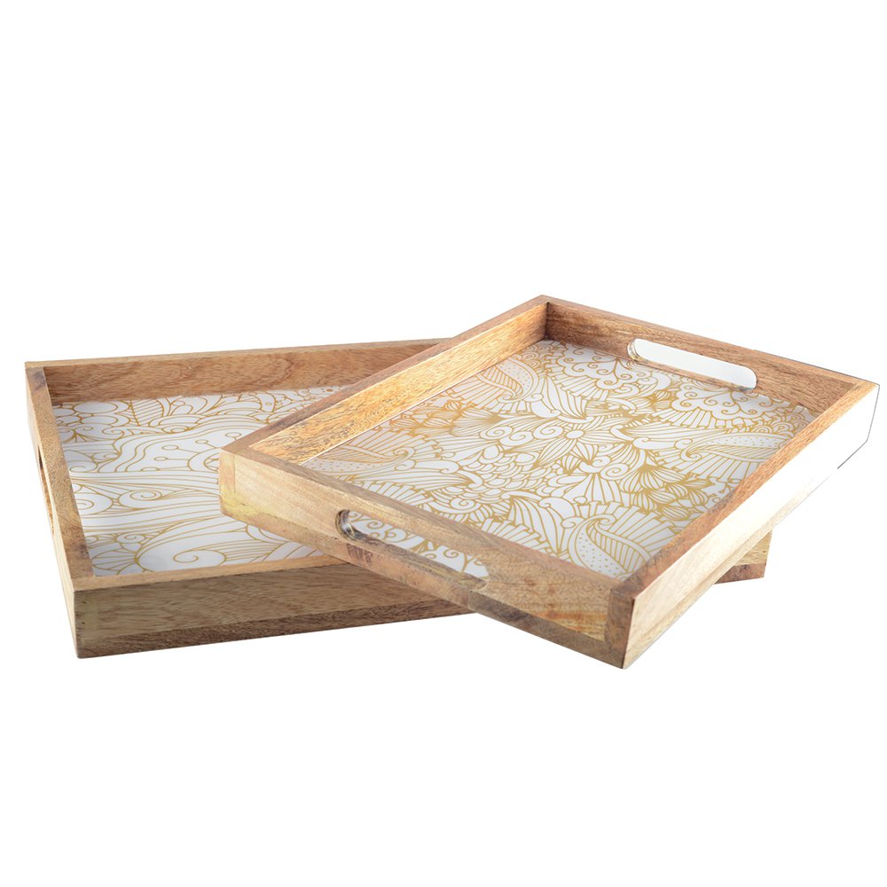 PM-GM RECTANGULAR ABSTRACT TRAYS - SET OF 2
