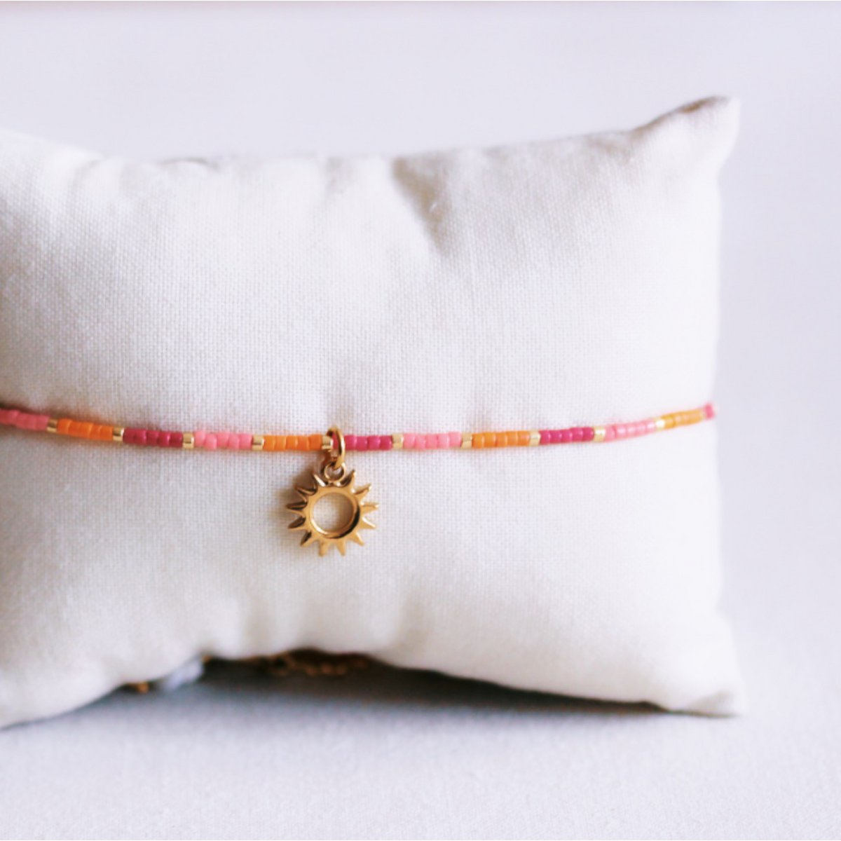 Miyuki anklet with sun - pink/orange/cerise