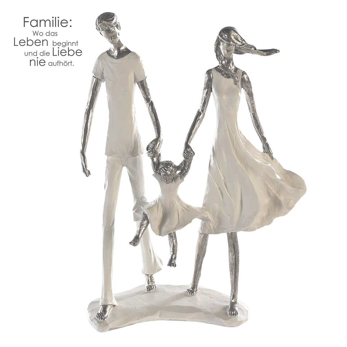 Poly sculpture "Family" white/silver