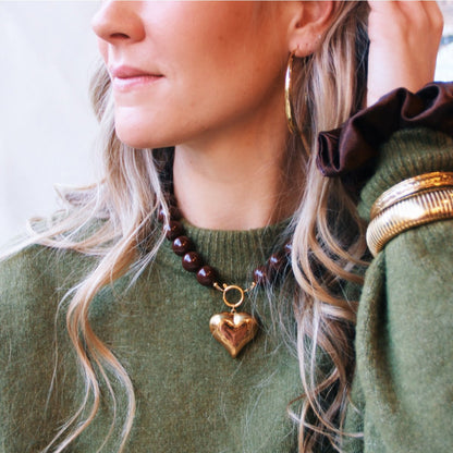 Beaded necklace XXL - brown