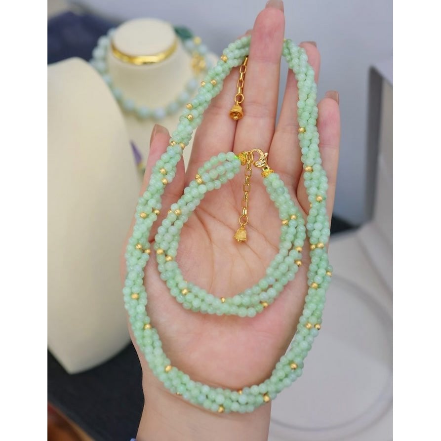 Lucky Jade Braided Necklace & Bracelet Set