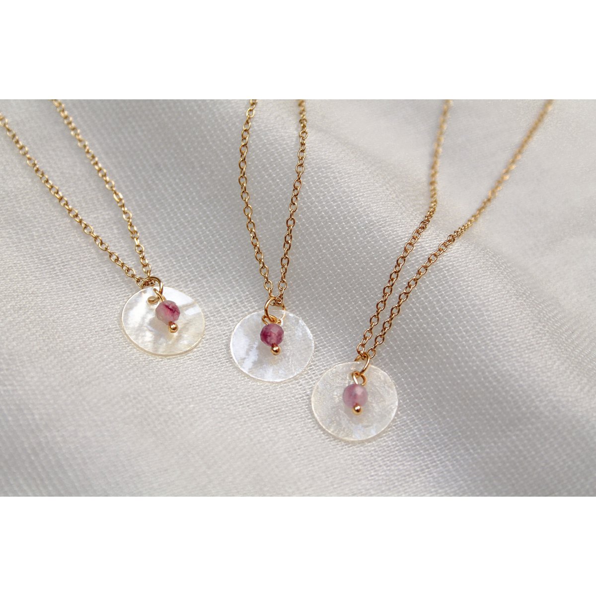 Necklace Tourmaline & Shell - Gold