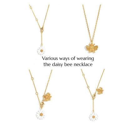 Daisy Flower with Bee Charm Necklace