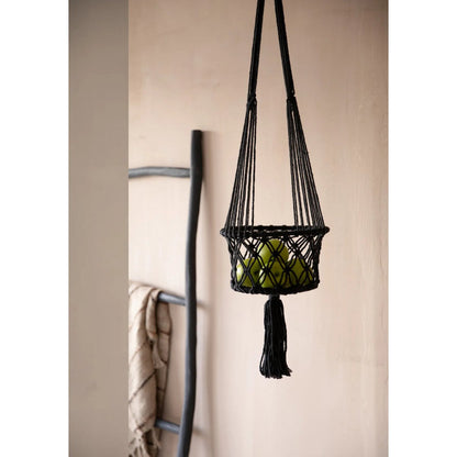 The Macrame Plant Holder - Black - S