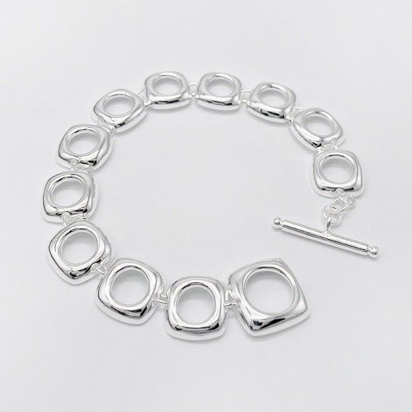 Bold Square Frame Links Bracelet-OT Buckle