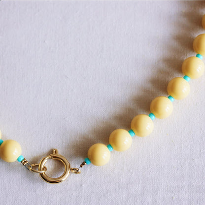 Beaded necklace with Miyuki beads - yellow/mint