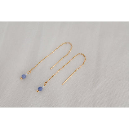 Threader Earrings Howlite & Blue Aventurine - Gold