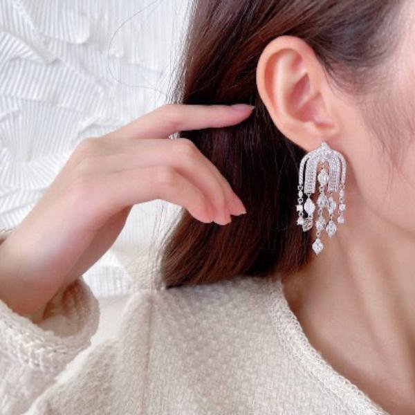 Royal French Arc Sparkling Earrings