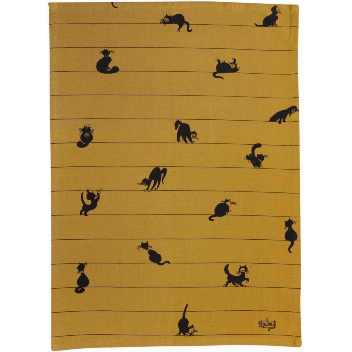 Dubout Tea Towel Partition of Cats Cinnamon 50 x 70