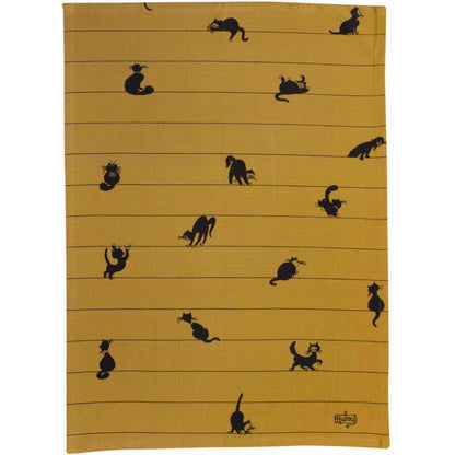Dubout Tea Towel Partition of Cats Cinnamon 50 x 70