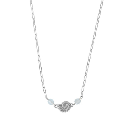 Shell Necklace Aquamarine - Silver