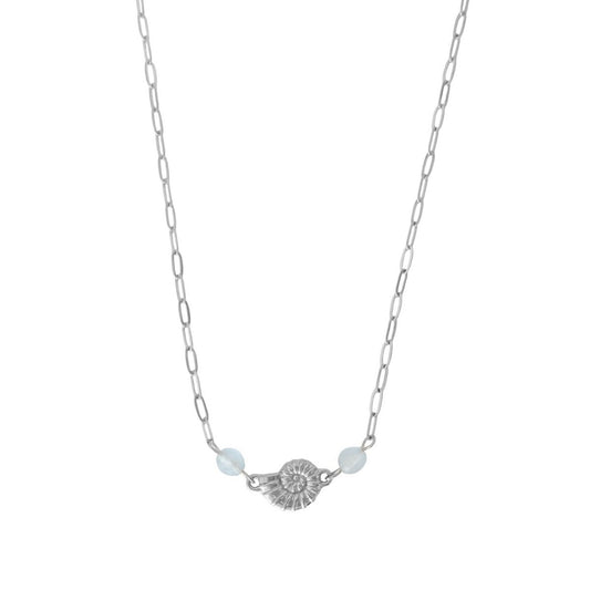 Shell Necklace Aquamarine - Silver