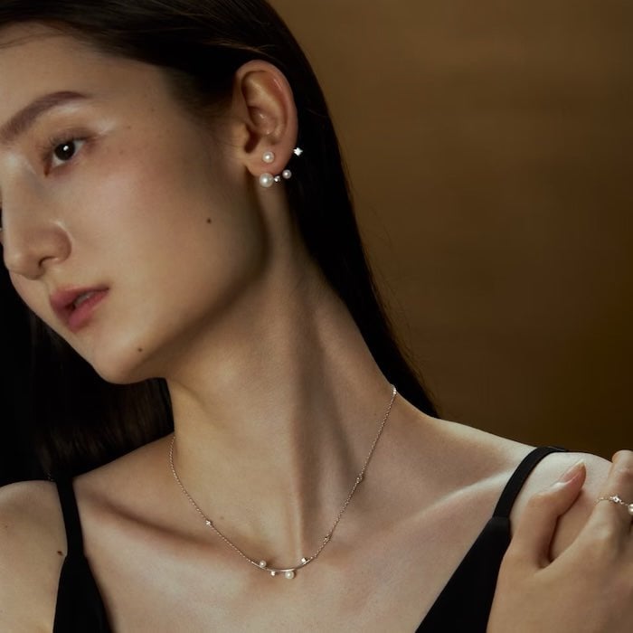 Sterling Silver Starry Pearl and Crystal Stud Earrings