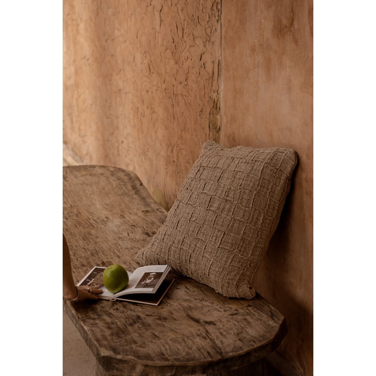 The Linen Damier Cushion Cover - Natural